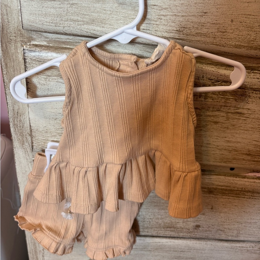 Tan Ruffled Baby Outfit